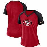 Women San Francisco 49ers Nike Top V Neck T-Shirt Scarlet Black,baseball caps,new era cap wholesale,wholesale hats